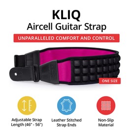 KLIQ AirCell Guitar Strap for Bass & Electric Guitar with 3" Wide Neoprene Pad and Adjustable Length from 46" to 56" (Regular), Magenta