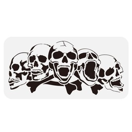 FINGERINSPIRE Five Skulls Large Stencil 15x30cm Terrifying Skull Head Stencils Reusable Scary Skeleton Decoration Stencil Skull Theme Horror Templates for Wall Fabric Tiles Floor Paper Furniture