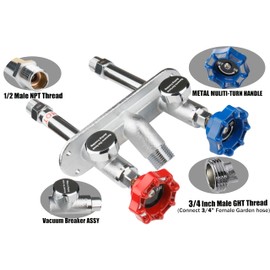 WHK 4" Inch Frost Free Water Spigot Faucet Supply Hot and Cold Outdoor Water Faucet 1/2 Inch MIP X 3/4 Inch Hose Bibb Freeze Proof Hose Bib Wall Outdoor Hydrant Sillcock(Brass,Chrome)