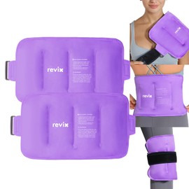 REVIX 2-Pack Large Cold Packs for Back, Rotator Cuff, Hip, Knee, and Shin, Versatile Cold Compress with Soft Plush Lining and Strap, 16" × 9"