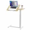 Ywin Adjustable Tilt Overbed Bedside Table with Wheels Pneumatic Moveable