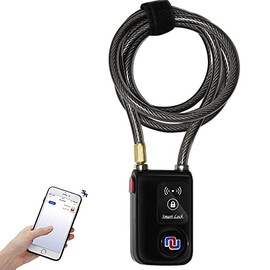Bicycle Lock Bluetooth App Controlled Bike Lock, Motorcycle Lock, Gate Lock IP44 Splash-Proof Cycling Lock with 110db Alarm Braided Steel and Chain Lock, NuLock by NUNET (6 feet Frekis)