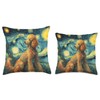 Poodle Dog Starry Night Vincent Van Gogh Painting Throw Pillow