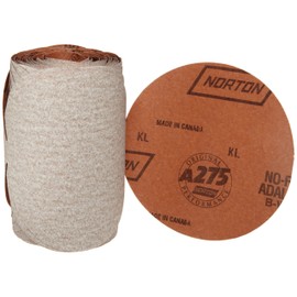 Norton A275OP PSA Adhesive Sandpaper Roll, 600 Grit Sandpaper, Woodworking and Automotive Sand Paper for Orbital Sander, 5 Inch Sanding Discs, Roll of 100