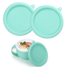 2PCs Reusable Silicone Lids for Dash My Mug Ice Cream Maker,Food Grade Bowl Covers,Compatible with Dash Ice Cream Maker,Ideal for Ice Cream Storage,Freezer Dishwasher Safe (Blue, 2 Pcs)