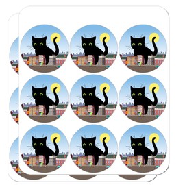 Giant Black Cat Playing with Cars Planner Calendar Scrapbooking Crafting Stickers