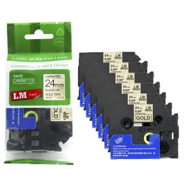 6/Pack LM Tapes - LMe-851 Premium 1" Black Print on Gold Label Compatible with Brother TZe-851 P-Touch and Includes Tape Color/Size Guide. Replaces TZ851 24mm 0.94 Laminated