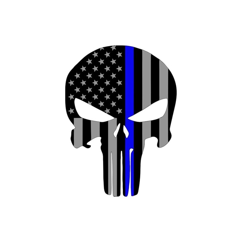 Blue Line Punisher Skull Sticker