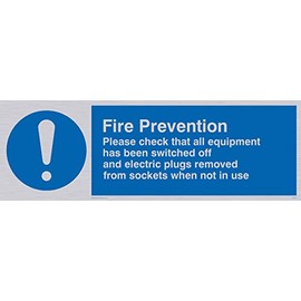 Viking Signs MF312-L31-SV Fire Prevention Measures Sign, Vinyl, Silver, 100 mm H x 300 mm W