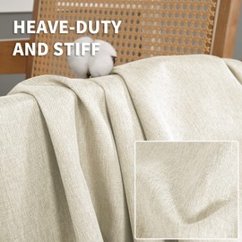 BGment Oatmeal Blackout Curtains 84 Inch Length for Bedroom 2 Panels Set, Linen Textured Thermal Insulation Soundproof Window Curtain Drapes with Grommet, 52 Inch Wide Each Panel