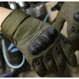 RATASK Heavy Duty Gloves, Hard Knuckle Gloves, Paintball Airsoft Gloves, Hiking Camping (Green, M)