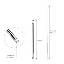 ENUODA 7 Sections Telescopic 15-74cm FM Antenna,Portable Radio Antenna Replacement,Compatible with Indoor Portable Radio,Home Stereo Receiver,AV Audio Video,Home Theater Receiver TV Tuner(2 Pack)