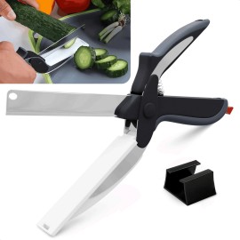 Liberhaus Kitchen Scissors for Food – 2 in 1 Cutting Board Scissors & Knife with Locking