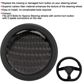 KIMISS Steering Wheel Knob, Carbon Fiber Steering Wheel Horn Push Button Set for 6 Screws for Sparco Steering Wheel Car Modified Parts