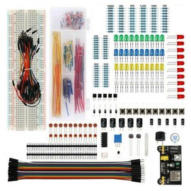 413 Piezas Kit de Componentes Electrónicos,Resistor Capacitor Potenciómetro Transistor Kit LED con Caja de Almacenamiento para Placa de Desarrollo R3,Protoboard Kit Compatibles con UNO R3,Kit Arduino