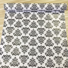 Yifely Self-Adhesive Shelf Liner Removable Furniture Paper for Covering Apartment Dresser Drawers, Retro Black Damask, 17.7 Inch by 9.8 Feet