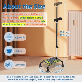 Stair Climbing Assist Cane Half Steps for Seniors Elderly Stair Lifts Walker Device Walking up and Down Step, Stair Mobility Aid Climber Portable Helper Support Stability Stick Non-Slip Base