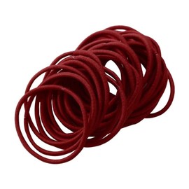 Fashion Yo 50Pcs Girls Women 2.5mm Thin School Uniform Endless Hair Elastics Bobbles Hair Ties Bands Ponios Ponytail Holders (Burgundy)
