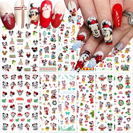 12 Sheets Christmas Nail Stickers for Nail Art, Cute Nail Decals Cute Cartoon Snowflake Xmas Nail Art Design Winter Christmas Nail Decoration Decals for New Year Manicure Decor