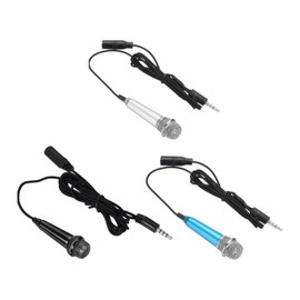 MECCANIXITY 3Pcs Mini Microphone Tiny Microphone Portable Microphone with Earphone for Singing Voice Recording Video for Phone Black, Silver, Blue