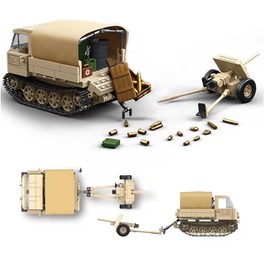 General Jim's WW2 Armored Vehicle Building Block Set - RSO/01 Track Tracker & 37mm Anti-Tank Set - 606 Pieces