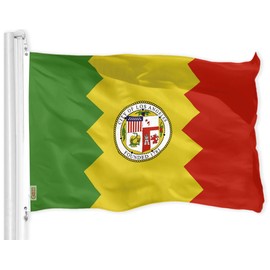 G128 Los Angeles City Flag | 3x5 Ft | LiteWeave Pro Series Printed 150D Polyester | Indoor/Outdoor, Vibrant Colors, Brass Grommets, Thicker and More Durable Than 100D 75D Polyester
