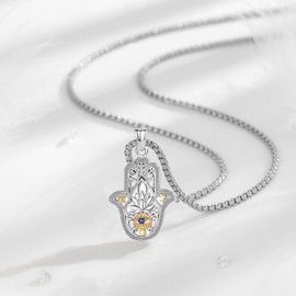 CELESTIA Evil Eye Necklace for Womens 925 Sterling Silver Star of David Hand of Fatima Hamsa Necklace Protection Jewellery Good Luck Gifts for Women Mum Gifts
