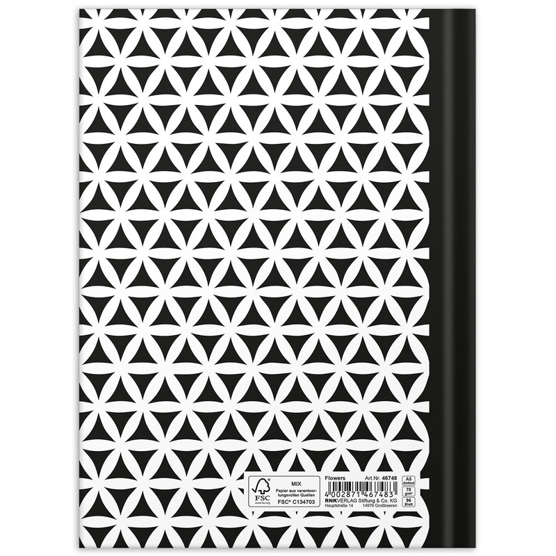 RNKVERLAG 46748 Notebook "Black & White Flowers" in DIN A5