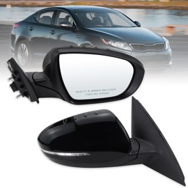 Lqito Right Passenger Side Mirror Compatible With 2011 2012 2013 Kia Optima With Manual Folding Power Glass Turn Signal Black Replace#876202T110(5Pins)