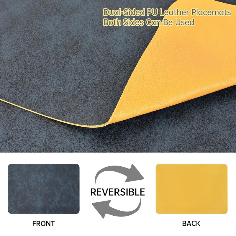 Placemats and Coasters Set of 4, PU Leather Heat-Resistant Table