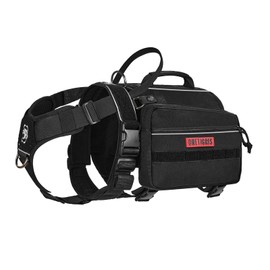 Onetigris Dyno Outdoor Dog Harness with Pockets, Front Range Dog Pack, Dog Backpack Harness with Handles, Saddle Bag Dog Hiking Vest Harness Tactical Service Dog Harness Canine EDC Pack Set