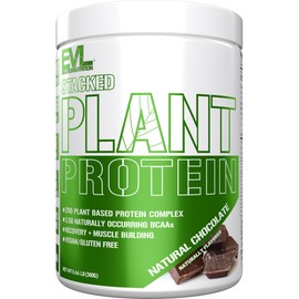 Evlution Nutrition Stacked Plant Protein Powder, Vegan, Non-GMO, Gluten-Free, Probiotics, BCAAs, Fiber, Plant-Based Protein Complex, 300G (Natural Chocolate)