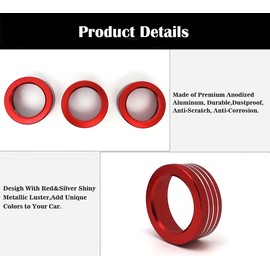 Air Conditioning Button Cover Decoration Twist Switch Ring Trim for Subaru BRZ Toyota 86 FR-S GT86 FT86 Accessories 2013/2014/2015/2016/2017/2018/2019/2020/2022(Red/3pcs)