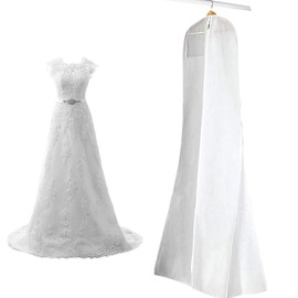 Bridal Dress Cover, Garment Bag, 160 cm, Breathable Garment Bag, Dustproof Garment Bags, Protective Cover for Wedding Dresses, Evening Dresses or Long Coats (White)