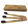 Children's Bamboo Toothbrushes Set of 3 with Bamboo Wood Handle