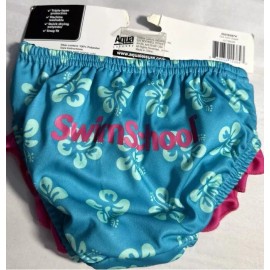 SwimSchool New SWIMSCHOOL Girls 12 Months Swim Diaper Blue Ruffle Floral 18-22 lbs Baby