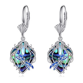Dragonfly Earrings Sterling Silver Created Moonstone Filigree Dangle Earring Dragonfly Jewelry for Women