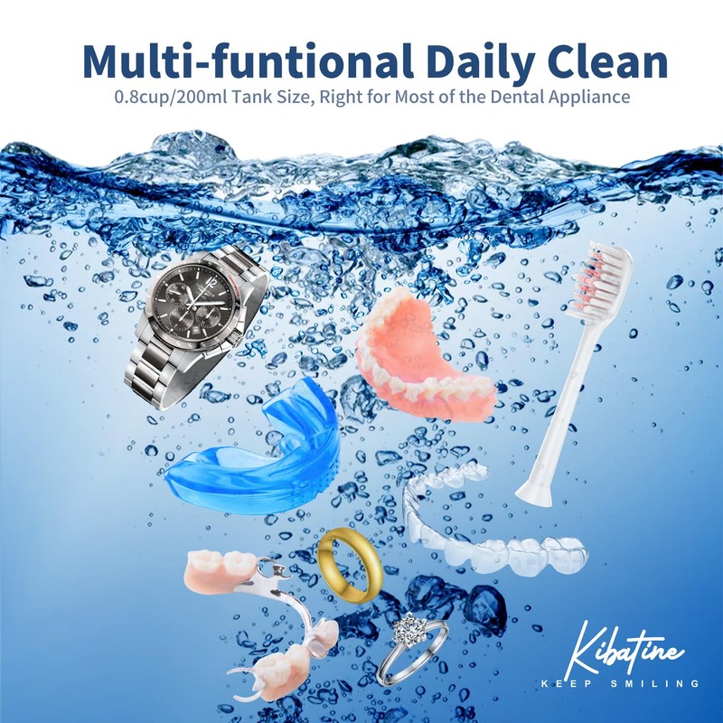 Ultrasonic Retainer Cleaner Machine with 4 UV Lights for Denture
