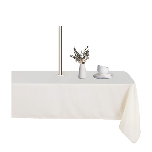 LUSHVIDA Rectangle Outdoor Tablecloth with Umbrella Hole and Zipper, 60x120