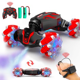 BEZGAR Ferngesteuertes Auto - Ferngesteuerte Auto mit Handsteuerung 4WD 2,4 GHz 360° Verwandeln Stunt car mit LED Sprühnebel Musik, Geschenk Spielzeug für Junge Mädchen ab 6 7 8 9 10 Jahre, Rot