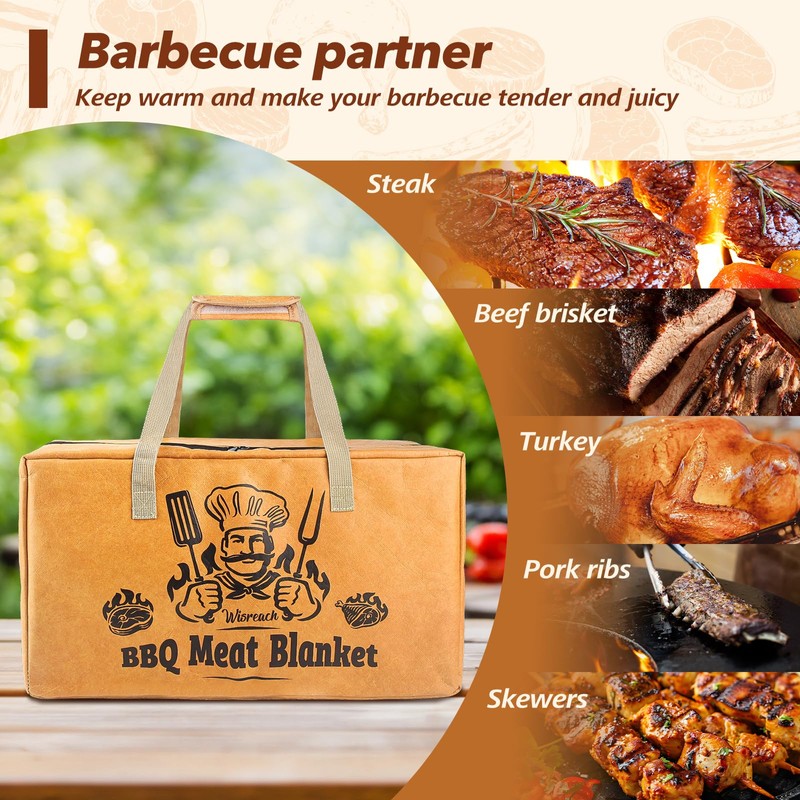 Wisreach Insulated BBQ Meat Resting Blanket, 18" Extra-Large Triple-Layer Brisket