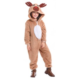 Seasons Christmas Costume Reindeer Child Costume Unisex Deer Animal Onesie Party Jumpsuit (M)