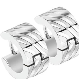 Tapsi´s Coolbodyart® Ear Ring Stud Stainless Steel Silver Zebra, Stainless Steel