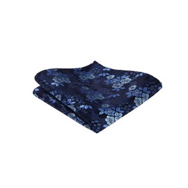 HISDERN RC-04S Men's Silk Neckerchief Set, Wedding, Formal, Business, 12 Popular Patterns, 12 blue (Floral)