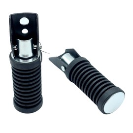 shymie Motorcycle Universal Step Rear Tandem Bar Foot Pegs Left and Right Set for Motorcycles, Anti-Slip, Foldable, For Vehicle Inspection, Black, Set of 2