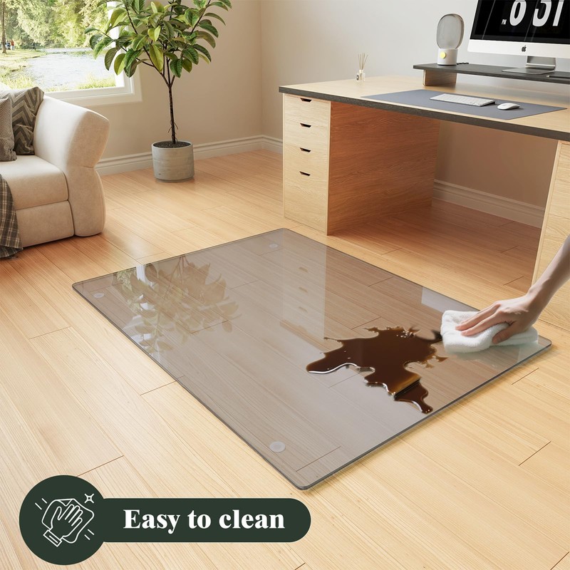 Koonmi Tempered Glass Chair Mat for Hardwood Floors & Carpets,