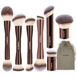MAANGE Juego de 7 brochas de maquillaje, brochas de maquillaje Kabuki doble cara, brocha de contorno para base, polvo líquido, corrector, crema, bronc