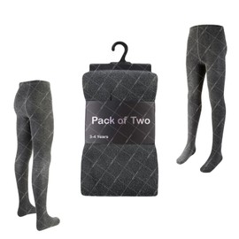 ZRWASKA® 2 Pairs Kids Girls Cotton Tights Children Plain Uniform School Tights, Thick Warm Winter Cotton Rich Super Soft Tight Everyday use (Pack 2) Grey, 7-8 Yrs