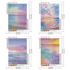 SHEGZHUC 4 Pack Diamond Painting Beach Sea 30 x 40 cm Diamond Painting Beach Sunset Colourful Diamond Painting Landscape Mosaic Diamond Painting Embroidery Cross Stitch Pictures Gift Wall Decoration