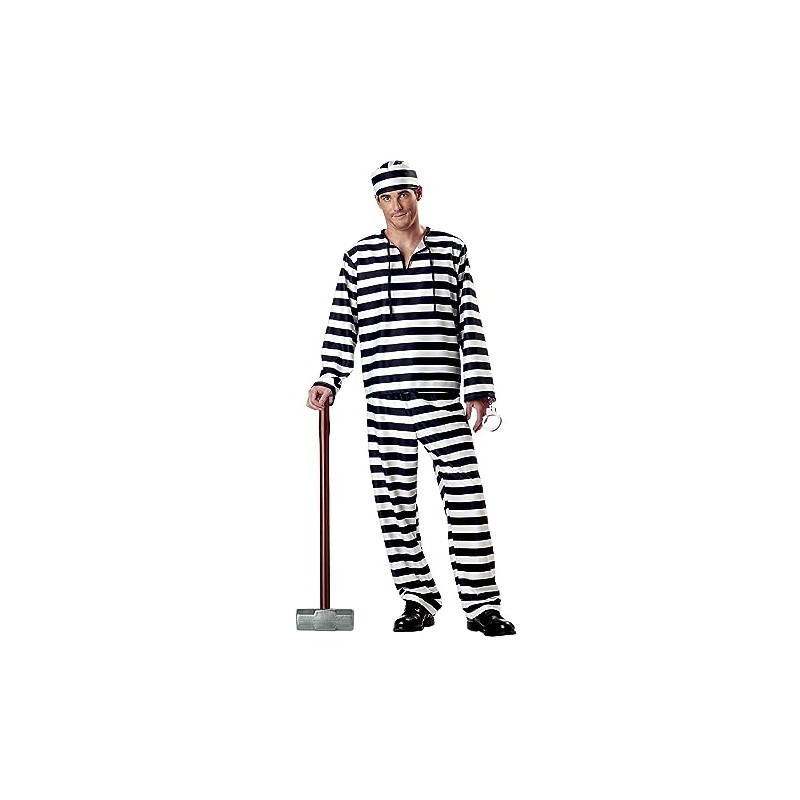 California Costumes Men's Jailbird Costume, White/Black Stripe, Small